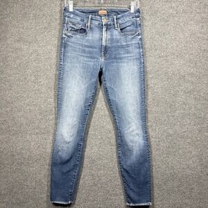 MOTHER Mid-Rise Skinny Jeans in Light Blue Wash